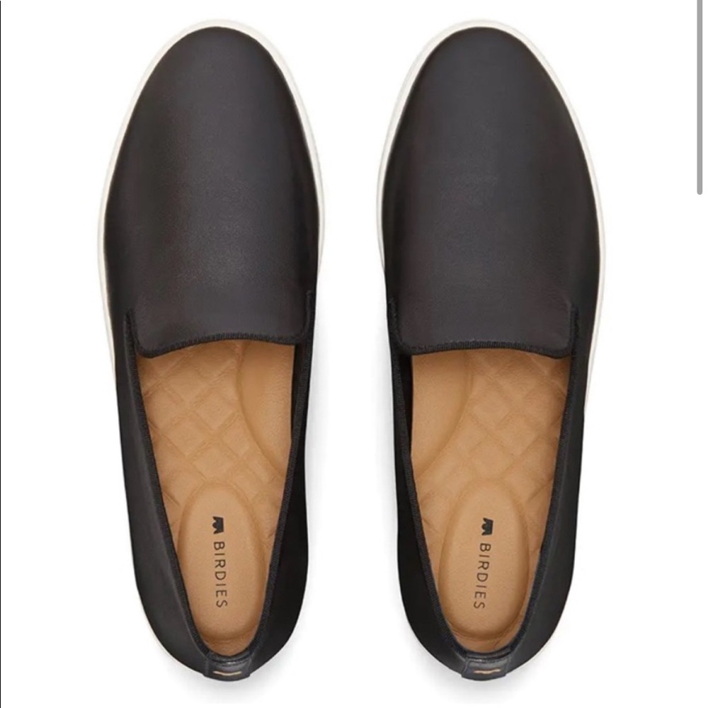 BIRDIES The Swift Slip On Leather Sneaker Solid Black
